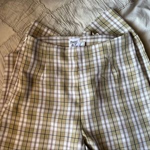 Princess Polly Green Plaid Wide Leg Pants